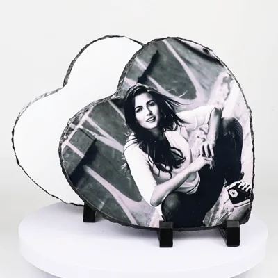 Slate Heart Block Decor Sign 20*20cm Customized Sublimation Photo Slate Frame Tables Centerpiece Block with Display Holder