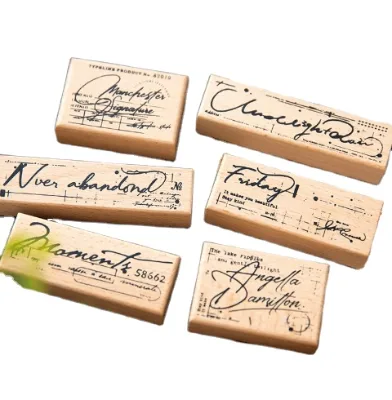 Customizable Wooden Stamps with Carved Logo Personalized Book Rubber Custom Wood Stamp for Sealing Envelope Thank You Ink Stamp
