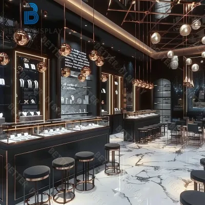 Classic Jewelry Shop Decoration Customizable Jewelry showcase Cabinet Velvet Lined Jewelry Display case showcase