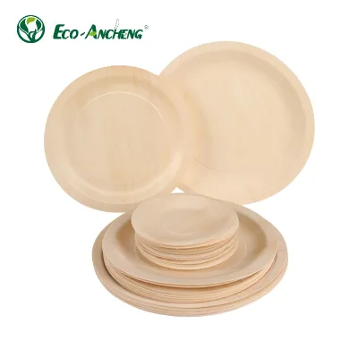 Rustic Wooden Platter Handmade Solid Wood Plate for Breakfast Lunch and Dinner