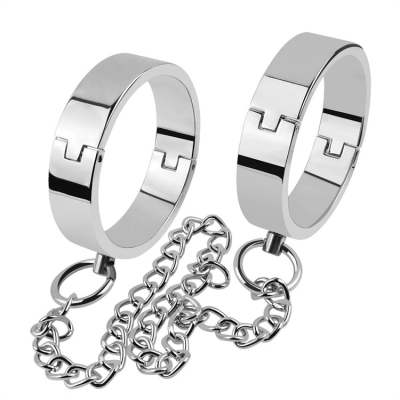 Stainless Steel Adult Metal Handcuff Ankle Cuffs with Bid Double Lock Handcuffs Sexy Toys for BDSM Games