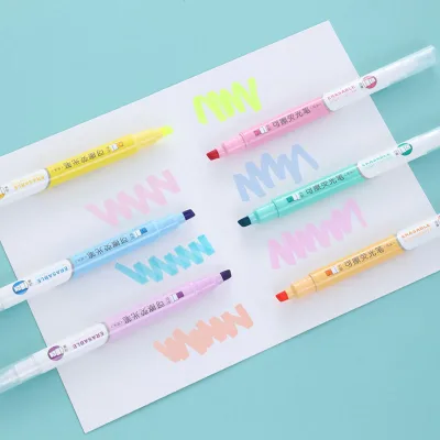 Eco Friendly Double-ended Erasable Fluorescent Pen Easy and Convenient Daily Learning Marking Pen