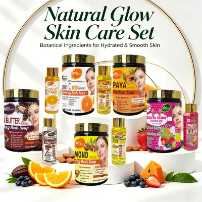 Natural Organic Collagen Massage Body Scrub Set with Whitening & Nourishing Soap 500g and Oil 30ml for Smooth Radiant Skin