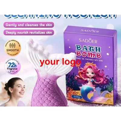 clear lipgloss Sadoer natural mermaid tail perfume bath salt ball 100g luxury deeply cleans body refreshing smooth lasting