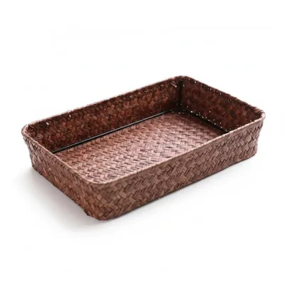 durable Seagrass Storage Basket Natural Eco-friendly Woven Basket for Bathroom, Kitchen, Laundry Rustic with Handle Collapsible
