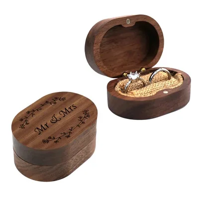 Wooden Ring Holder Gift for Wedding Ceremony Carved Ring Box