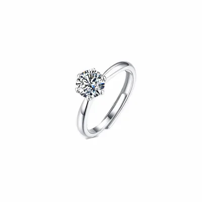 Moissanite Jewelry 925 Sterling Silver Moissanite Ring Round White Heart Vvs Diamond Engagement Moissanite Ring