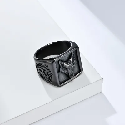 Nordic Viking Norse Titanium Steel Celtic Pattern Ring Wolf Head Domineering Men's Ring