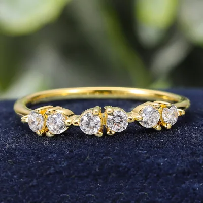 OL0954 Round 2.5mm Cubic Zirconia Diamond Gold Jewelry Factory Wholesale Genuine Gold Jewelry 18K Gold Stacking Rings