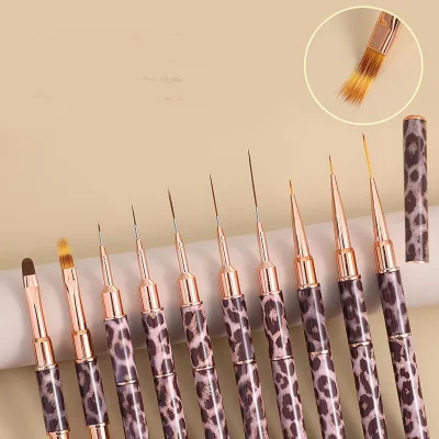 Custom 5pcs Double Sided Kolinsky Hair Nail Brush Long Striping Nail Art Thin Acrylic for Salon Use