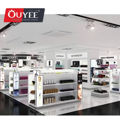 Popular Perfume Shop Modern Interior Designed Display Cabinet With Customized Wooden Showcase