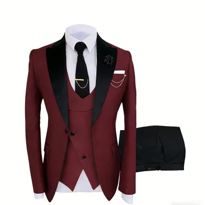 New Simple Swallowtail Party Suit Slim Version Business Casual Jacket Set Three-Piece Set