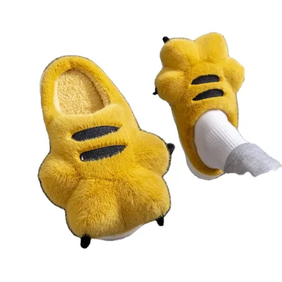 Linda Bear Claw Cotton slippers Winter Home Indoor Thick Anti slip Cartoon Cute Couple Plush slippers