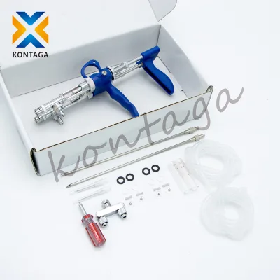 Glass Tube Binocular 1ml Injection Gun Automatic Double-barrel Veterinary Continuous Syringe for Chicken