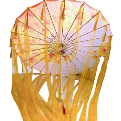 Wedding Chinese Traditional Handmade Customized Print Waterproof Oil Paper Umbrella with Tassels for Christmas Outdoor Use