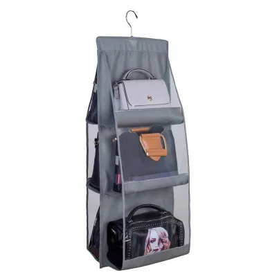 Large Capacity 6-Grid Hanging Closet Organizer Non-Woven Fabric + PVC Waterproof and Dustproof Bag Storage