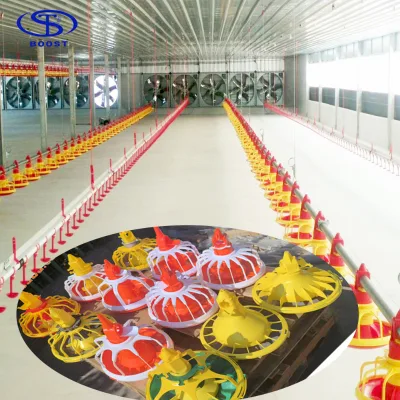 New BOOST Orange Fully Automatic High Quality Stainless Steel Plastic Chicken Feeder Water Dispenser Complete System Ventilation
