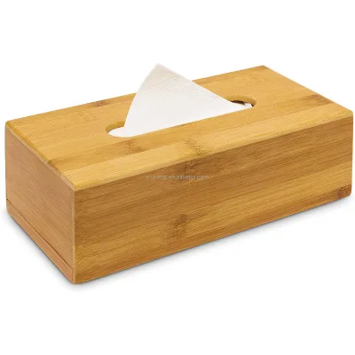 2021 Cosmetic Tissue Box Bamboo Paper Dispenser Wood Handkerchiefs Paper Towel Dispenser with a Removable Bottom