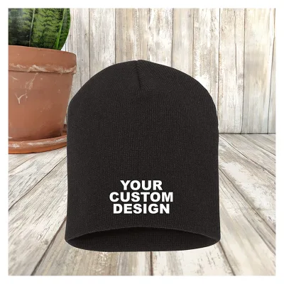 Personalized Custom Beanie with Custom Logo and Text Design Cotton Flat Brim Thermal Transfer Printed Fashion Winter Hat