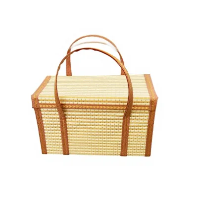 Portable Custom PE Gift Basket Dragon Boat Festival Mid-Autumn Festival Outer Packaging Sausage Native Product Brown 30x20x15cm