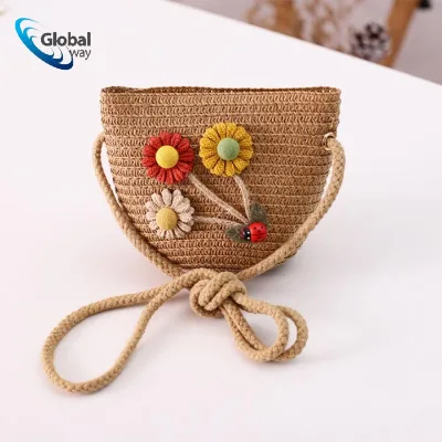 New Beach Bag for Girl Straw Handbag Kid Coin Purse Children Wallet Baby Small Purse Toddler Crossbody Bag