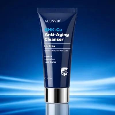 Private Label GHK-cu Blue Copper Peptides Men's Skin Care Facial Cleanser Natural Anti-Aging Skincare Moisturizing Face Wash