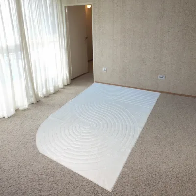 Modern Soft Minimalist Carpet Irregular Area Rug Embossed Circular Wave Pattern Washable Cushioned Carpet for Home Decor Living