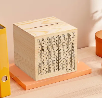 Wood Coin Piggy Bnak Storage Money Box Wooden Savings Challenge Box for Adults Kids