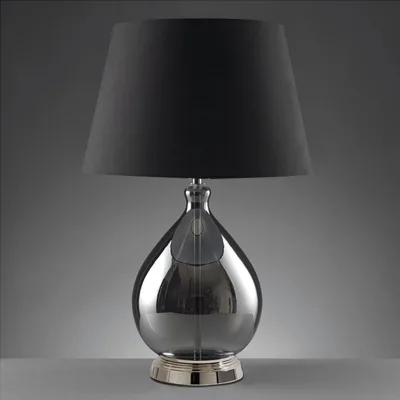 Modern Simple Glass Table Lamp with Flexible Fabric Cone Shade for Bedroom Living Room Office