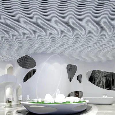 3D Decoration Aluminium Baffled Ceiling Metal Slats U Shape Aluminium Profile Stretch Ceiling