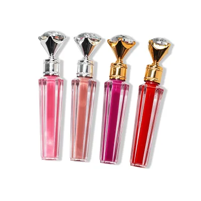 Diamond Top Lip Gloss Tubes Makeup Stickers for Lipgloss Fruit Tinted Lip Glosses Lipgloss Shimmer with Flavors Private Label