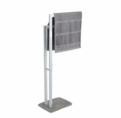 Modern Non-Slip Free Standing Dual Towel Rack Stainless Steel Black Towel Holder Bathroom Hotel Stylish Double Design Floor Use