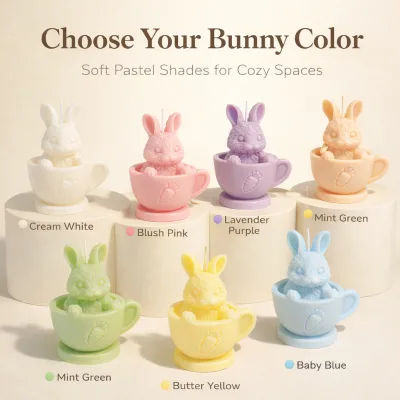 Tea Cup Rabbit Scented Candle Cute Shape Handmade Halloween Bars Home Decoration Gift