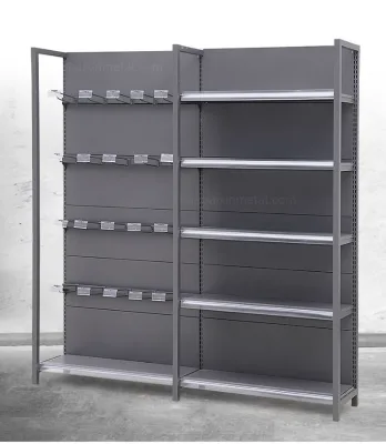 Supermarket Storage Shelves Steel and Wood Display Shelves for Snacks Checkout Counters