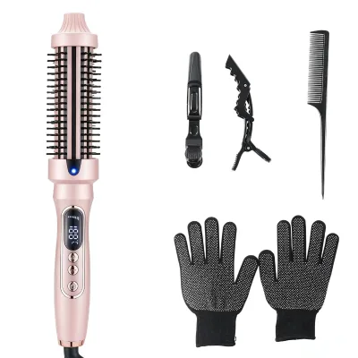 Factory Direct Sales Ceramic 2-in-1Thermal Brush 38mm Styling Comb Professional Heated Round Brush for Straightening and Curling