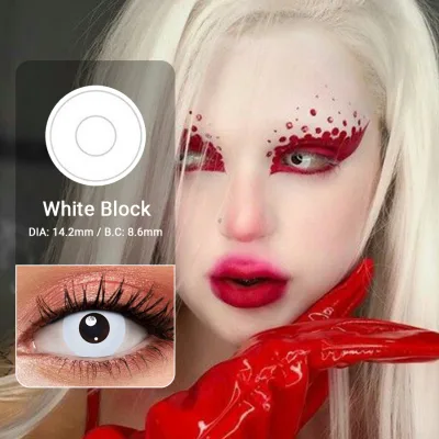 Magiceye 2025 Halloween Crazy Soft White Contact Lenses with Red Scleras in Glass Bottle