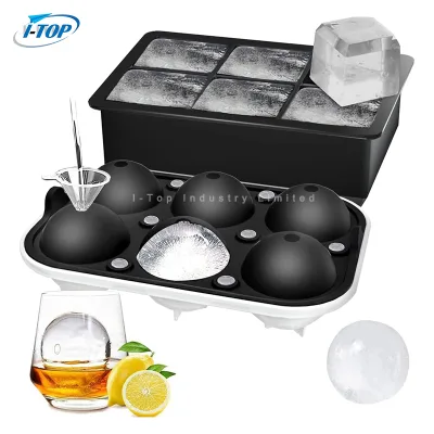 Hot Large Sphere Ice Cube Mold Easy Release Whiskey Ice Ball Maker Reusable Round Silicone Ice Cube Tray