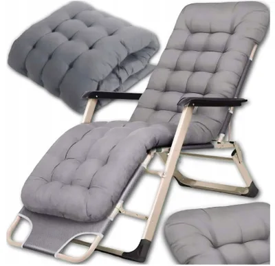 Portable Adjustable Backrest Foldable Reclining Lounge Chair With Cotton Mat Portable