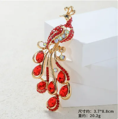 Chinese Peacock Luxury Colored Glaze Diamond Creative Brooch