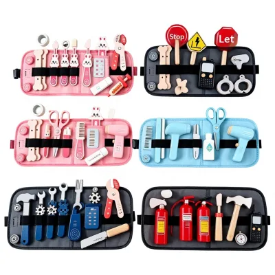 Wooden Toddler Tool Set Pretend Play Construction Toys for 3 Year Old Boys Birthday Gift, Kids Tool Belt with Adjustable Strap