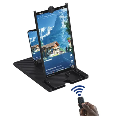 12/14-Inch Vertical Telescoping Wide Angle Mobile Phone Screen Magnifier 3D HD Screen Projector Foldable Stand Remote Control
