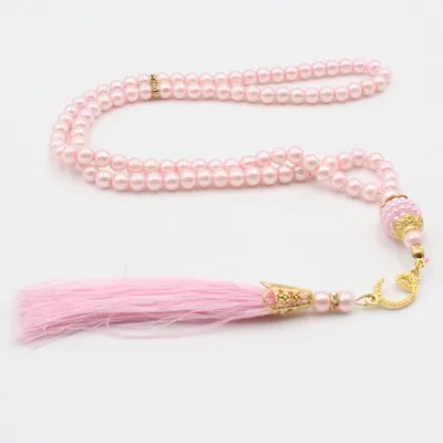 99 Muslim Prayer Beads Necklace with 6 Li Glass Imitation Precious Pearl Thread Tassel Fashion Jewelry Necklace