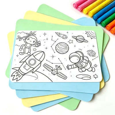 Reusable Silicone Coloring Doodle Mat, Washable Erasable Drawing Board for Kids Early Educational Painting Toy Wholesale