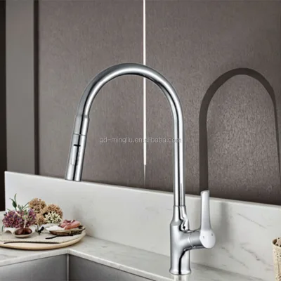 Durable Multifunctional Retractable Single Hole Single Handle Brass Bathroom Faucet with Pull-Out Spray