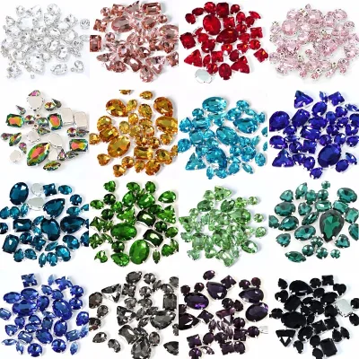 Rectangular Octagon Clear Crystal Sew on Rhinestones With Claw Glass Stones for Dresses