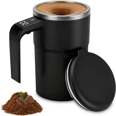 Top Ranking Digital Display Temperature Electric Smart Self Stirring Stainless Steel Travel Coffee Cup Mug With Lid