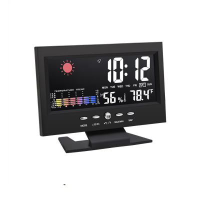 Large Color Screen LCD Digital Clock Voice Activated Perpetual Calendar Alarm Clock With Time Date Week Temperature Display