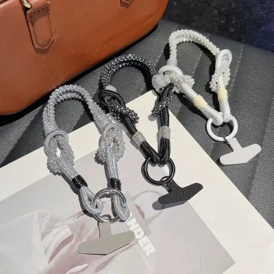 Luxury Full Diamond Short Mobile Phone Lanyard Anti-Lost Crystal Wrist Rope with Chain for Cell Phones
