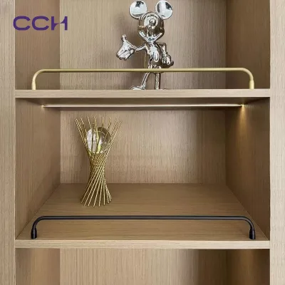 CCH Aluminum Alloy U-Shape Shelf Guard Rail Bookcase Display Anti-Fall Bar Cabinet Layer Safety Stopper Rail Customized