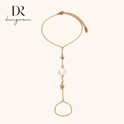 Stainless Steel Jewelry Europe and America Popular New Niche Anklet Plated 18K Gold Ocean Wind White Shellfish Finger Anklet